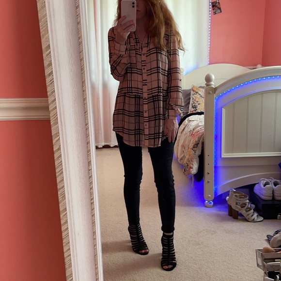 Candies pink and black plaid blouse - Picture 2 of 5